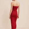 ISABELA STRAPLESS DRESS - CRIMSON