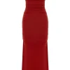 ISABELA STRAPLESS DRESS - CRIMSON