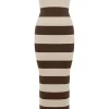 THEO STRAPLESS DRESS - CHOCOLATE STRIPE